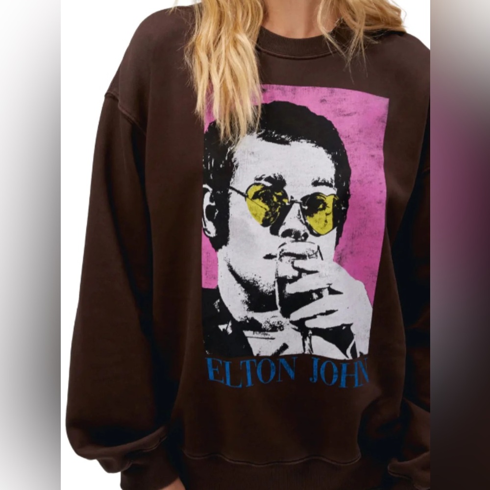 Preowned |DAYDREAMER Elton John Heart Glasses BF Crew Sweatshirt | SZ L